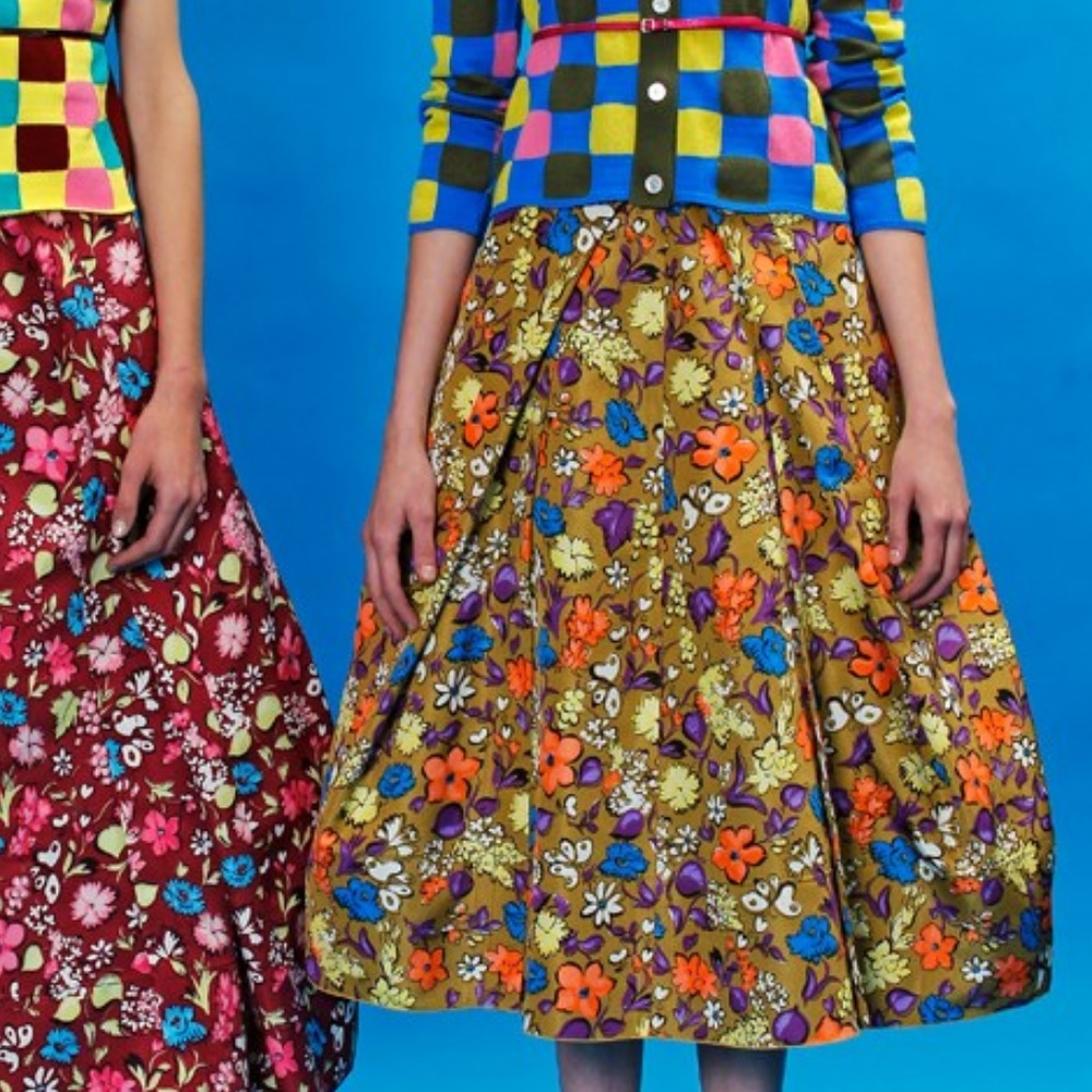 Marc Jacobs Silk Pleated Skirt Flower Print Sz4